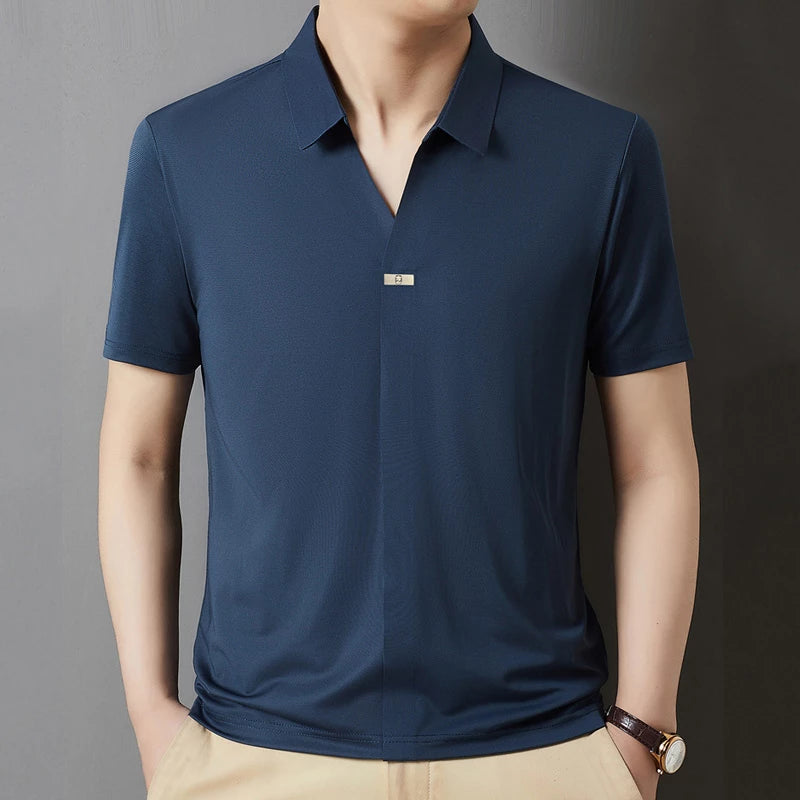 Leo | Polo Elegante con Colletto Aperto e Tessuto Ultra-Traspirante