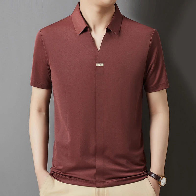 Leo | Polo Elegante con Colletto Aperto e Tessuto Ultra-Traspirante