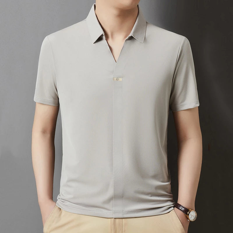 Leo | Polo Elegante con Colletto Aperto e Tessuto Ultra-Traspirante