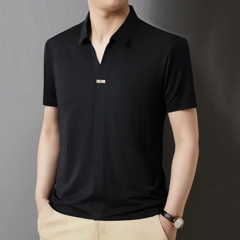 Leo | Polo Elegante con Colletto Aperto e Tessuto Ultra-Traspirante
